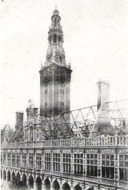 An image of the library of Leuven after it was burned down